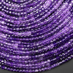 AAA Natural Purple Amethyst 3mm Faceted Cube Ombre Gemstone Beads 15.5" Strand