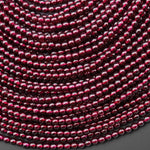AAA+ Natural Red Garnet 2mm 3mm Smooth Round Beads 15.5" Strand