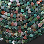 Natural Indian Agate Carved Heart Beads 6mm Gemstone 15.5" Strand