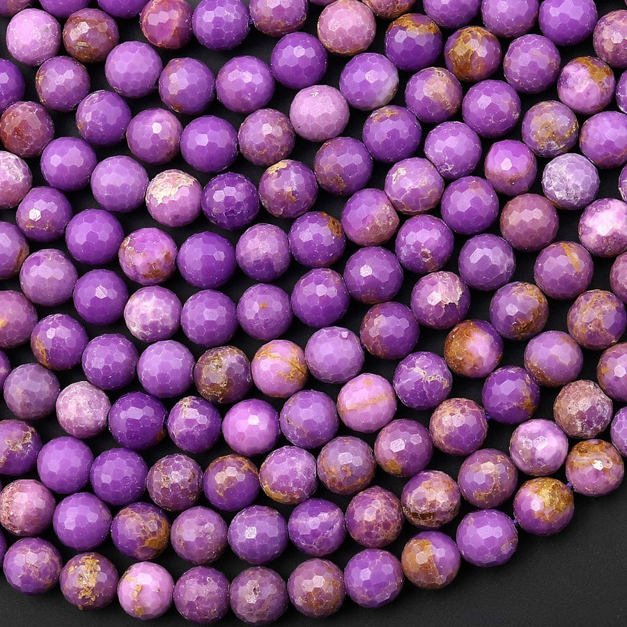 AA Faceted Natural Phosphosiderite 6mm Round Beads Gemstone 15.5" Strand