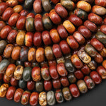 AAA Natural Red Creek Jasper Smooth Rondelle Beads 6mm 8mm 10mm Aka Multicolor Picasso Jasper 15.5" Strand