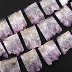 Natural Purple Amethyst Stalactite Slice Pendant Beads Side Drilled Rectangle Gemstone 15.5" Strand B1706