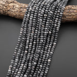 Natural Black Web Jasper 6mm Rondelle Beads 15.5" Strand