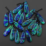 Drilled Natural Azurite Chrysocolla Teardrop Earring Pair Matched Gemstone Stone Beads