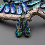 Drilled Natural Azurite Chrysocolla Teardrop Earring Pair Matched Gemstone Stone Beads
