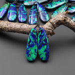 Drilled Natural Azurite Chrysocolla Teardrop Earring Pair Matched Gemstone Stone Beads