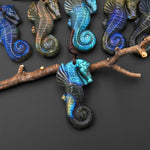 AAA Hand Carved Natural Seahorse Pendant Drilled Gemstone Focal Bead