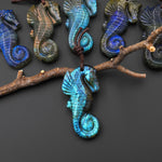 AAA Hand Carved Natural Seahorse Pendant Drilled Gemstone Focal Bead