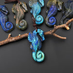 AAA Hand Carved Natural Seahorse Pendant Drilled Gemstone Focal Bead