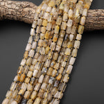 Natural Titanium Golden Rutile Quartz Beads Tube Beads Gemstone 15.5" Strand