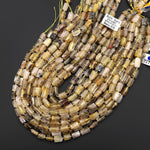 Natural Titanium Golden Rutile Quartz Beads Tube Beads Gemstone 15.5" Strand
