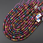 Tourmaline Jade Pink Blue Green 8mm Smooth Rondelle Beads 15.5" Strand