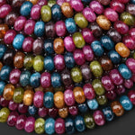 Tourmaline Jade Pink Blue Green 8mm Smooth Rondelle Beads 15.5" Strand
