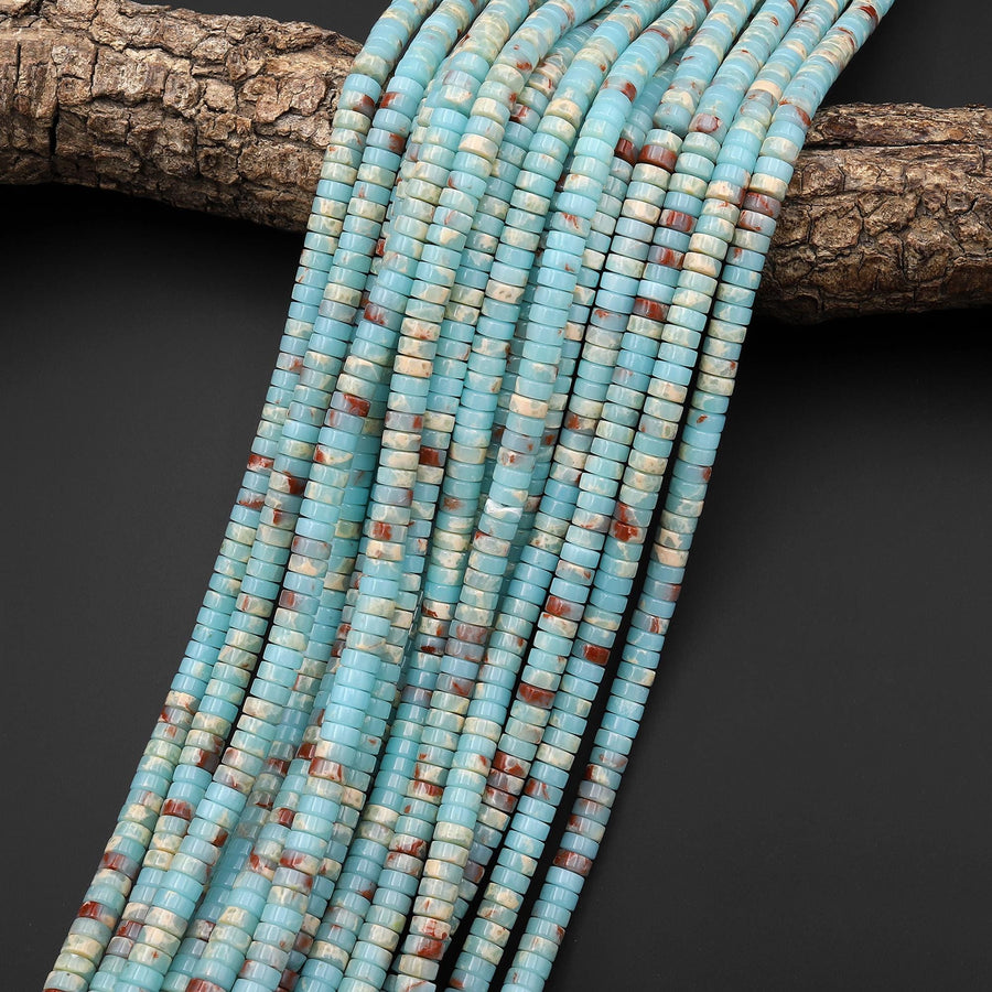 Impression Jasper Heishi Beads 6mm 8mm Aka Snake Skin Jasper Aqua Terra Jasper 15.5" Strand