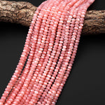 Coral Pink Mother of Pearl 4mm 6mm 8mm Smooth Rondelle Beads 15.5" Strand
