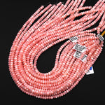 Coral Pink Mother of Pearl 4mm 6mm 8mm Smooth Rondelle Beads 15.5" Strand