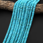 Blue Turquoise Jasper Smooth Rondelle Beads 6x4mm 8x5mm Aka Dyed Sleeping Beauty 15.5" Strand