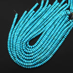 Blue Turquoise Jasper Smooth Rondelle Beads 6x4mm 8x5mm Aka Dyed Sleeping Beauty 15.5" Strand