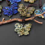 AAA Hand Carved Natural Labradorite Butterfly Snake Pendant Rebirth and Renewal