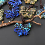 AAA Hand Carved Natural Labradorite Butterfly Snake Pendant Rebirth and Renewal