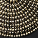 Titanium Pyrite 3mm 4mm 6mm Smooth Wheel Rondelle Heishi Beads 15.5" Strand