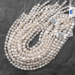 AAA Genuine Natural White Freshwater Pearl 8mm Rounded Nugget Beads 14" Strand