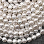 AAA Genuine Natural White Freshwater Pearl 8mm Rounded Nugget Beads 14" Strand