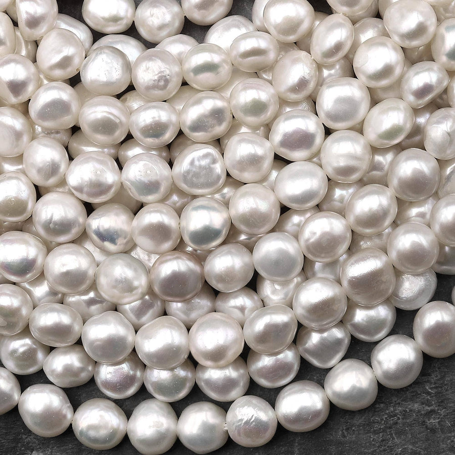 AAA Genuine Natural White Freshwater Pearl 8mm Rounded Nugget Beads 14" Strand
