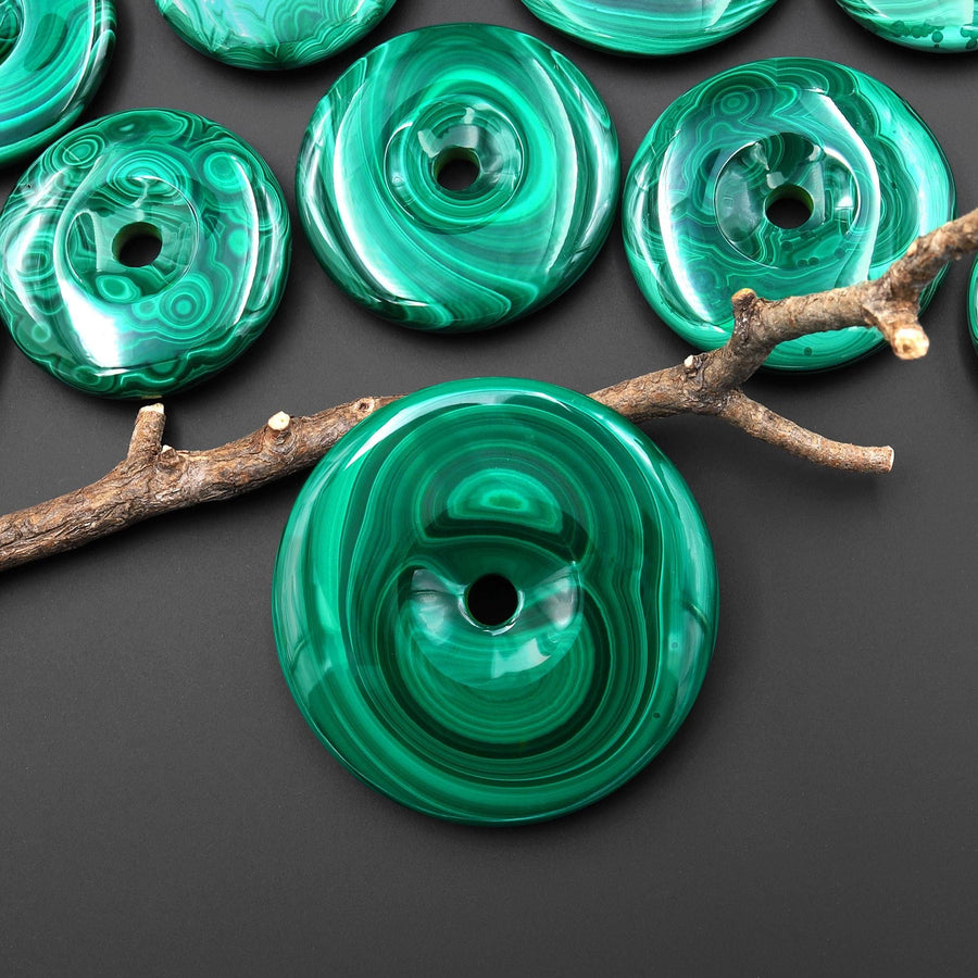 AAA Large Natural Malachite Donut Bead Pendant 30mm 35mm 40mm 45mm 50mm