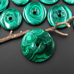AAA Large Natural Malachite Donut Bead Pendant 30mm 35mm 40mm 45mm 50mm