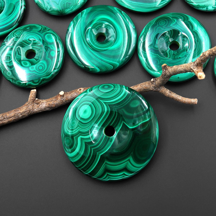AAA Large Natural Malachite Donut Bead Pendant 30mm 35mm 40mm 45mm 50mm