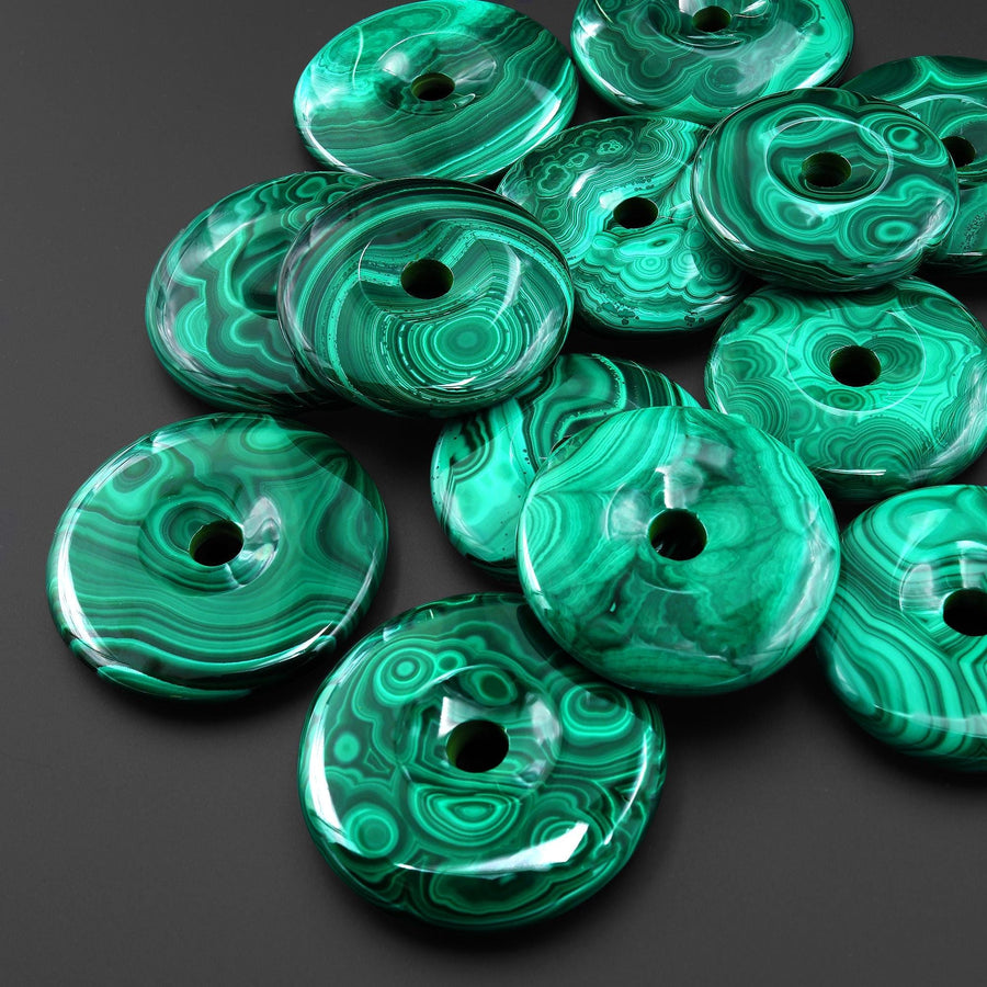 AAA Large Natural Malachite Donut Bead Pendant 30mm 35mm 40mm 45mm 50mm
