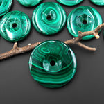 AAA Large Natural Malachite Donut Bead Pendant 30mm 35mm 40mm 45mm 50mm