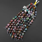 Natural Indian Agate Beads Gemstone Puffy Heart Horizontally Drilled 10mm 12mm 14mm 7.5" Strand