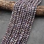 AAA Genuine Natural Metallic Silvery Gray Mauve Freshwater Pearl 6mm Rounded Nugget Beads 14" Strand