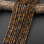 AAA Natural Brown Blue Tiger's Eye 4mm 6mm Heishi Beads 15.5" Strand