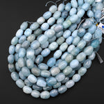AAA Large Hand Faceted Natural Blue Aquamarine Rounded Nugget Gemstone Beads 16.5" Strand