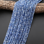 AAA Natural Silvery Blue Kyanite Faceted 4mm Cube Beads Gemstone 15.5" Strand