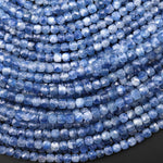 AAA Natural Silvery Blue Kyanite Faceted 4mm Cube Beads Gemstone 15.5" Strand