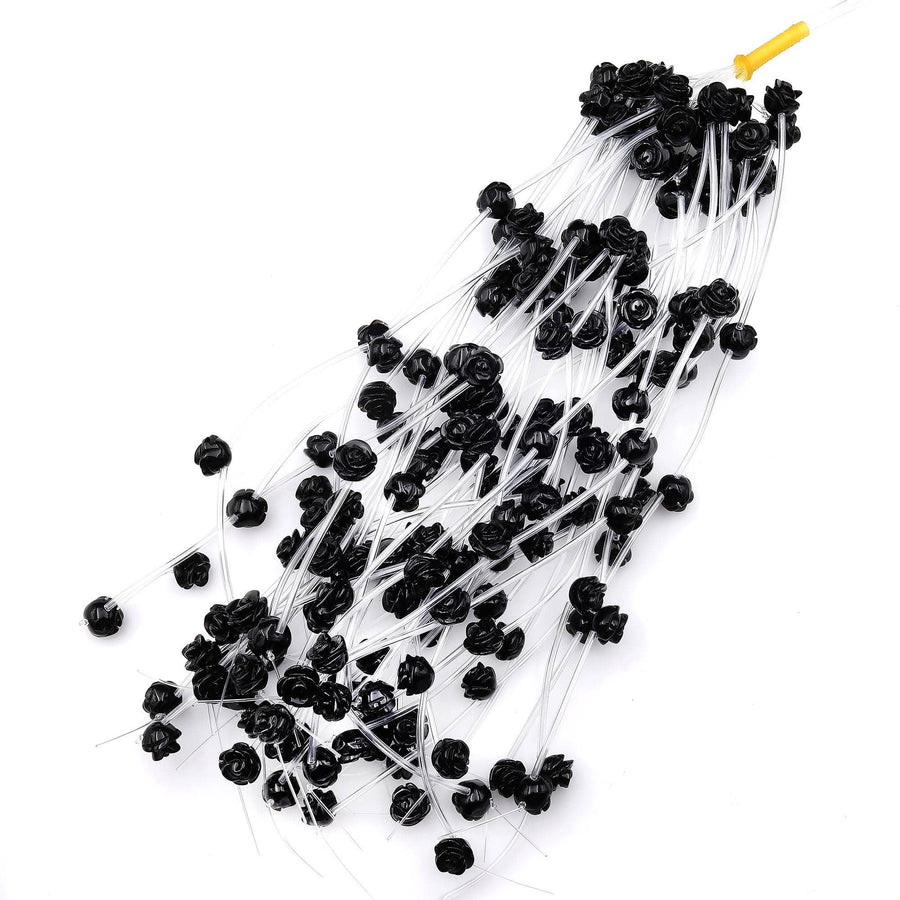 Natural Black Rainbow Obsidian Hand Carved Rose Flower Gemstone Beads 8mm 10mm 12mm Strand