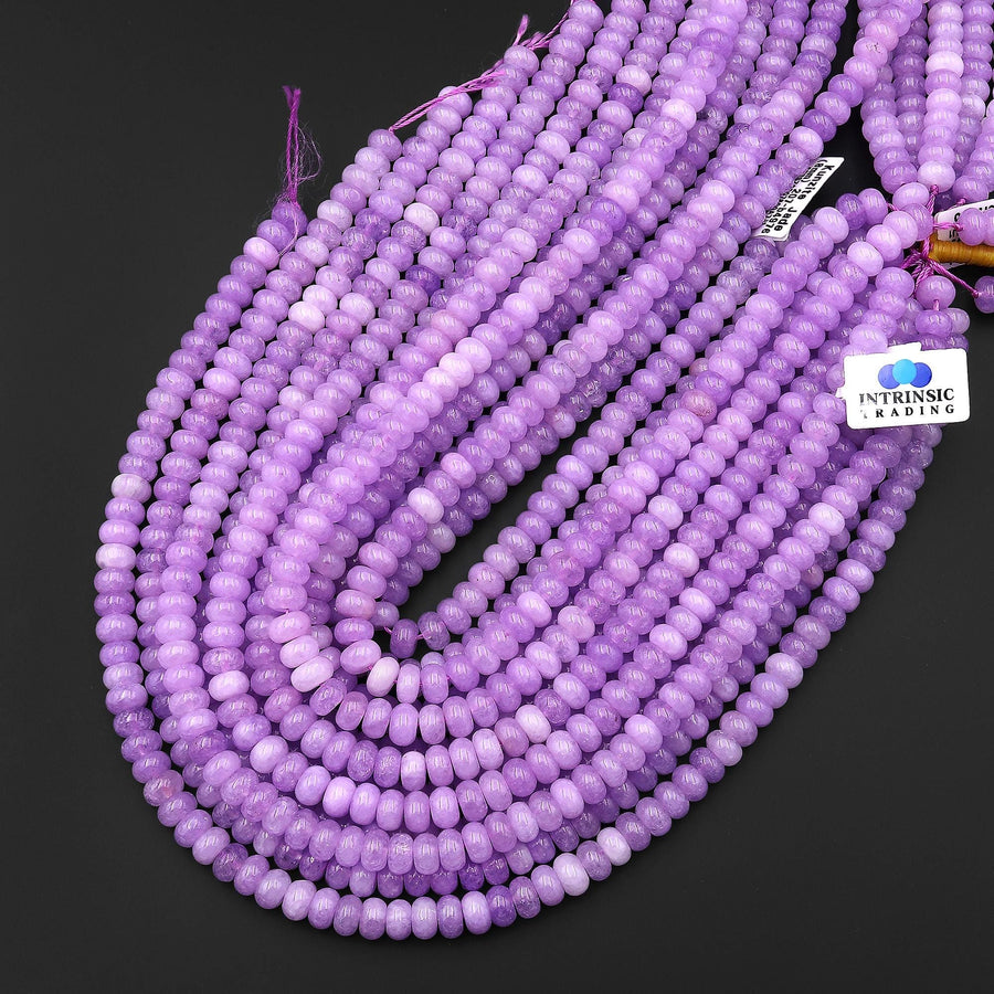 Lilac Kunzite Jade 6mm 8mm Smooth Rondelle Beads 15.5" Strand