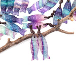 AAA Hand Carved Natural Fluorite Fish Earrings Matched Gemstone Bead Pair