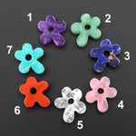 Set of 7 Lucky Flowers Carved Natural Cherry Blossom Pendant Bead Amethyst Aventurine Sodalite Rose Quartz Rock Crystal Red Jasper Amazonite