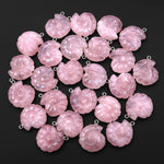 Hand Carved Natural Ammonite Gemstone Pendant Bead Rose Quartz Peruvian Amazonite Rock Crystal Amethyst