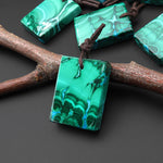 Extremely Rare Natural Blue Chrysocolla Green Malachite Rectangle Tile Pendant PDT0890