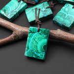 Extremely Rare Natural Blue Chrysocolla Green Malachite Rectangle Tile Pendant PDT0890