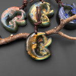 AAA Fiery Hand Carved Natural Labradorite Moon Fairy Pendant Gemstone