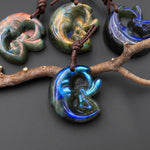AAA Fiery Hand Carved Natural Labradorite Moon Fairy Pendant Gemstone