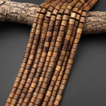 Natural African Wenge Wood Tube Cylinder 6mm 8mm Beads Great For Mala Prayer Meditation Therapy 15.5" Strand