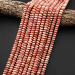 AAA Natural Pink Red Rhodochrosite Smooth 5mm 6mm 7mm 8mm Rondelle Beads 15.5" Strand